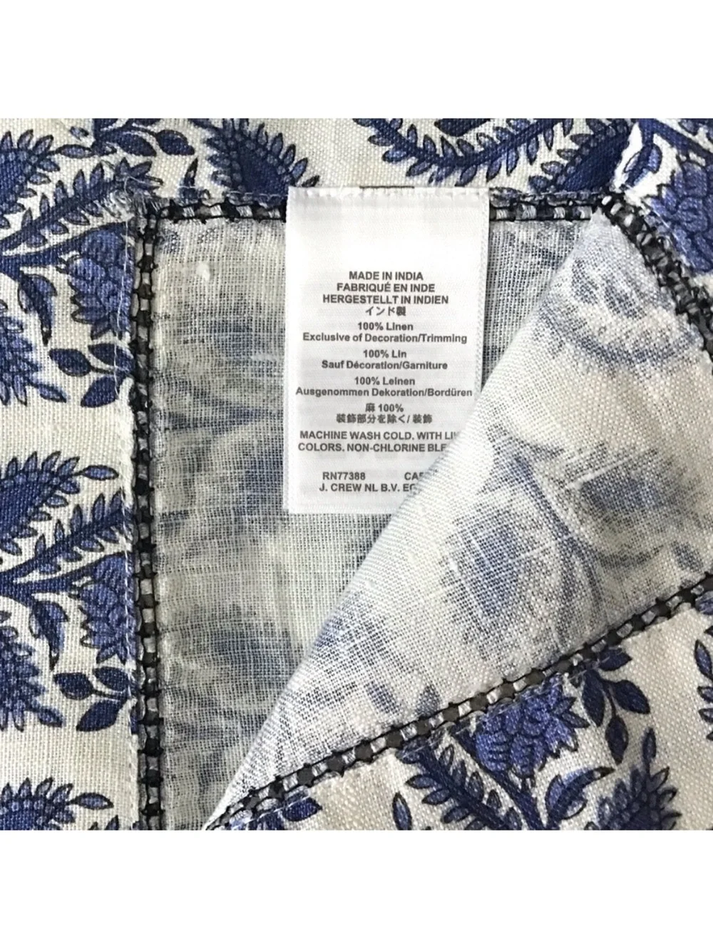 NWT J. Crew Linen Placemats in Bouquet Block Print (Set of 4)
